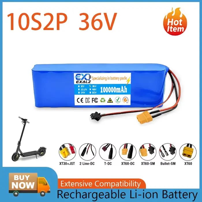 Batterie Lithium-ion pour Scooter électrique 10S2P 36V 100000mAh 500W