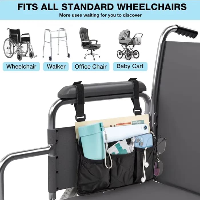 Sac latéral pour fauteuil roulant sur roulettes