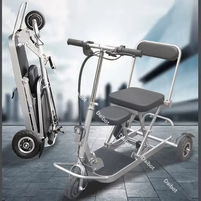 Scooter électrique pliant à 3 roues adulte avec siège enfant