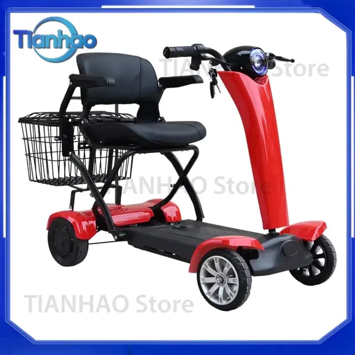 [Personnalisé] Scooter électrique pliable à double moteur 250W avec 4 roues pour personnes handicapées