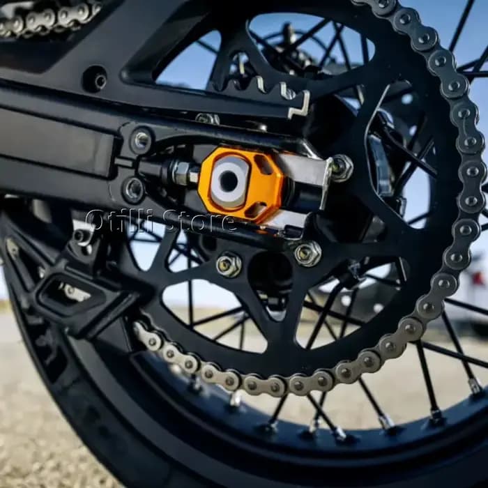 Orange avec Logo bloc d'essieu arrière ajusteur de chaîne régulateur curseurs tendeur moto pour 125 DUKE 390