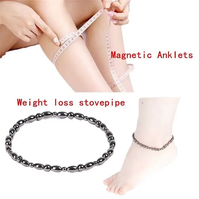 Bracelet en pierre noire magnétique pour perte de poids, avec pendentif porte-bonheur, Bracelet de thérapie à la cheville, produit pour perte de poids, soins de santé