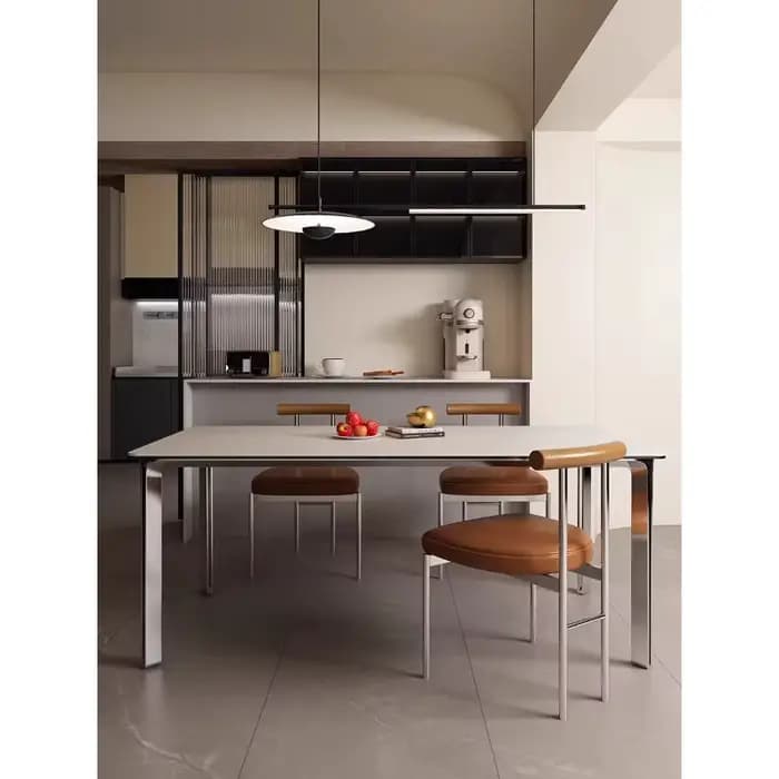 Chaise de salle à manger en bois massif de style vintage, chaise de bureau design avec dossier, chaise de table à manger de style français en acier inoxydable