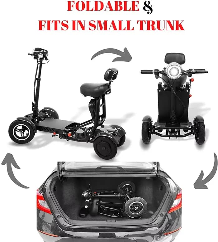 Scooters de mobilité à 4 roues pour Seniros pliant 36V 500W Scooter électrique à double moteur pour Aldutos avec sièges d'enfant à trois vitesses
