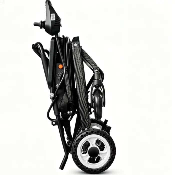 Fauteuil roulant électrique pliable léger en aluminium avec batterie au lithium pour personnes handicapées