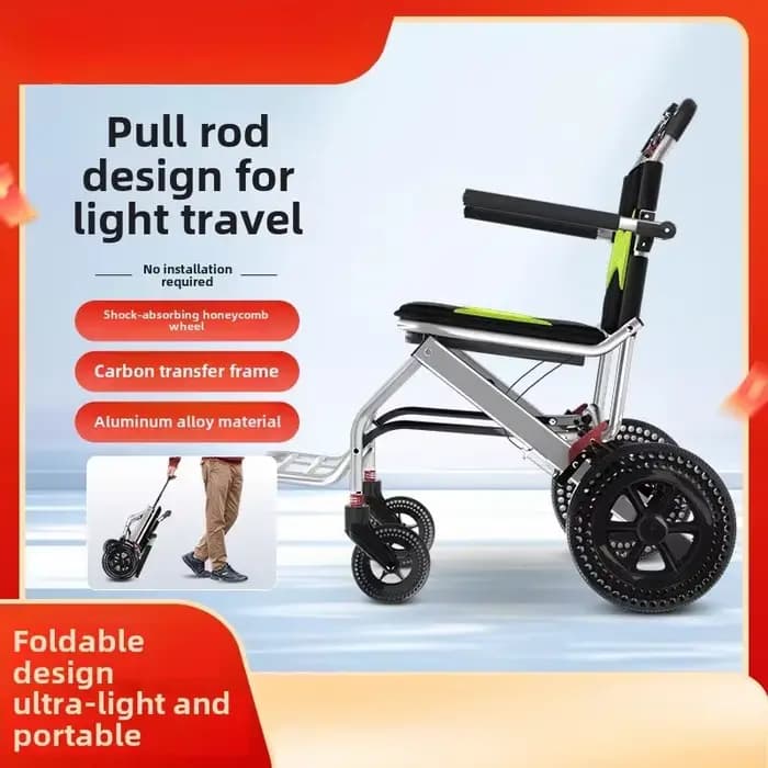 Fauteuil roulant ultraléger pliable en titane pour personnes handicapées