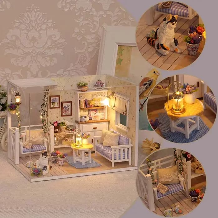 Maison de poupée Miniature en bois, Kit de petite maison à monter soi-même, maisons de poupée assemblées, modèle de construction, Puzzle 3D, jouet avec meubles, cadeaux pour adultes