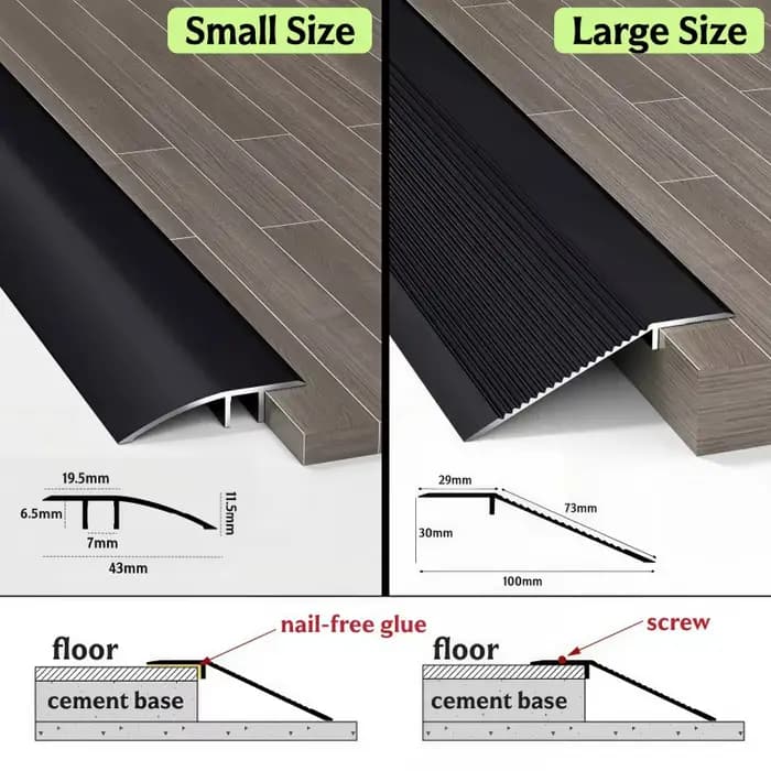 Rampe de seuil d'escalier antidérapante en profilé aluminium 10-30mm