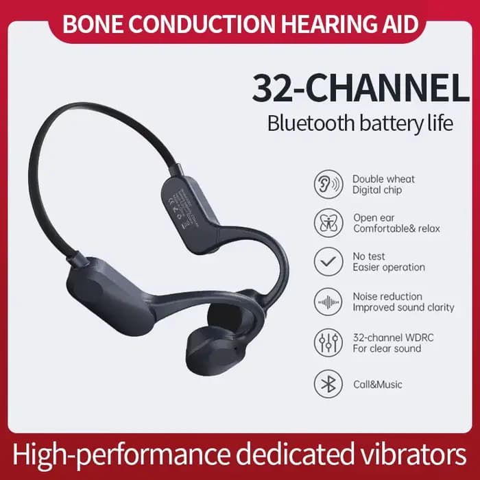 2025 Nouvel aide auditive à conduction osseuse rechargeable 32 canaux numérique sans fil Bluetooth casque intelligent