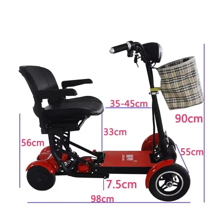 Scooter de mobilité pliable multi-Terrain pour adultes avec 4 roues