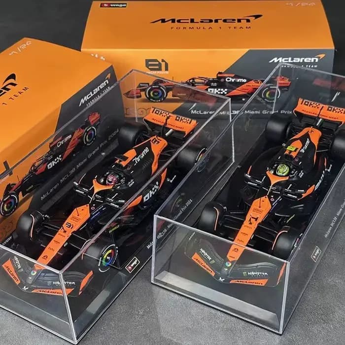 Bburago 1:24 MCL38 Équipe Monaco F1 MCL38 Mclaren 4 #   Lando Norris 81 #   Modèle de voiture de course en alliage Oscar Piastri modèle moulé sous pression de formule 1
