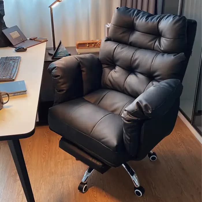 Fauteuil de bureau ergonomique en cuir, inclinable, moderne, pour chambre à coucher, fauteuil de relaxation, chaise de bureau, chaise de jeu, Silla Oficina, mobilier de maison