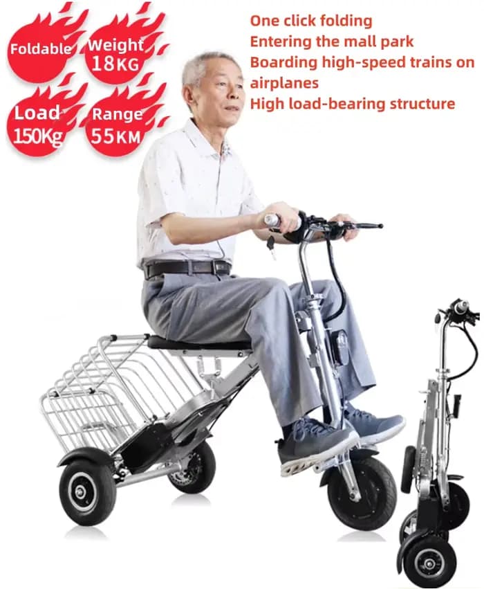 Mini Tricycle Électrique Pliant pour Personnes Âgées