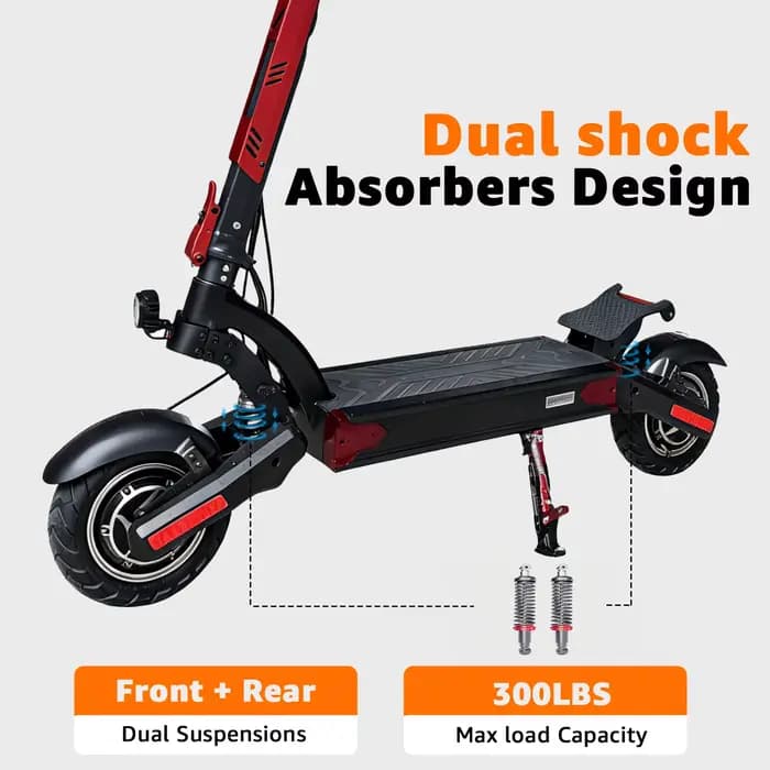 Trottinette électrique pour adultes, pneus pneumatiques de 10 pouces, moteur de 3200 W, trottinette électrique pliable pour adultes avec régulateur de vitesse, système de double freinage