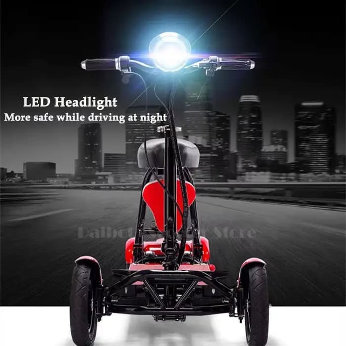 Scooters de mobilité à 4 roues motrices pour personnes âgées pliable léger 500W 36V 10 pouces Scooter électrique pliant avec 2 sièges