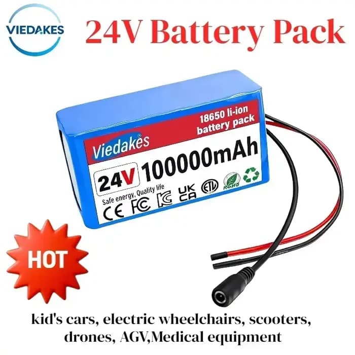 Batterie Li-ion rechargeable 24V 100Ah 100000mAh 7S3P 18650 à longue durée de vie avec BMS pour fauteuil roulant électrique 24 volts
