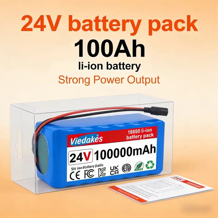 🌍 Batterie lithium haute capacité 24V 100Ah pour fauteuils roulants 🏅 Pack rechargeable 7S3P 21700 100000mAh 🔥 avec