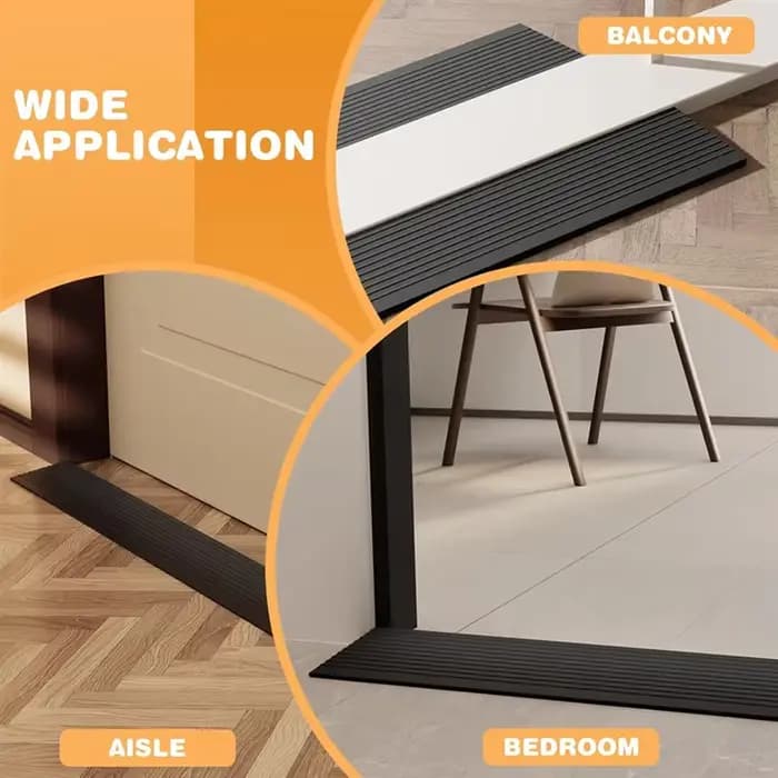 Rampes de seuil noires auto-adhésives pour un accès facile aux portes pour fauteuils roulants et poussettes