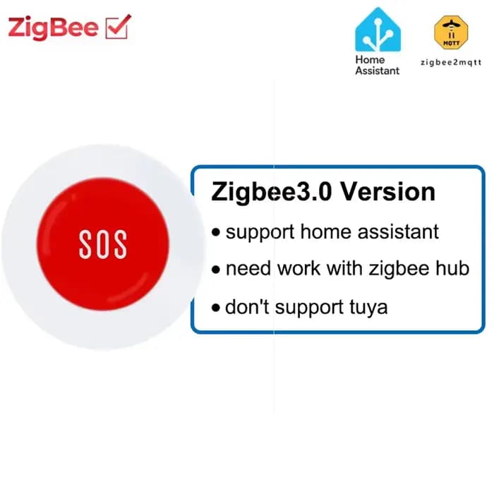 Bouton d'urgence intelligent Tuya ZigBee SOS pour personnes âgées et enfants, interrupteur d'aide d'