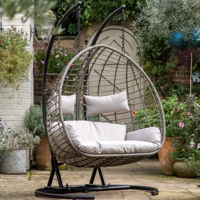 Chaise pivotante surdimensionnée en rotin, Double siège en osier, chaise d'extérieur, meubles de jar