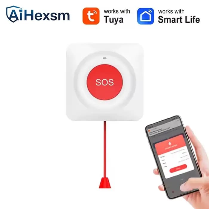 Nouveau bouton d'appel SOS intelligent WiFi Tuya, téléavertisseur sans fil pour soignant, transmette
