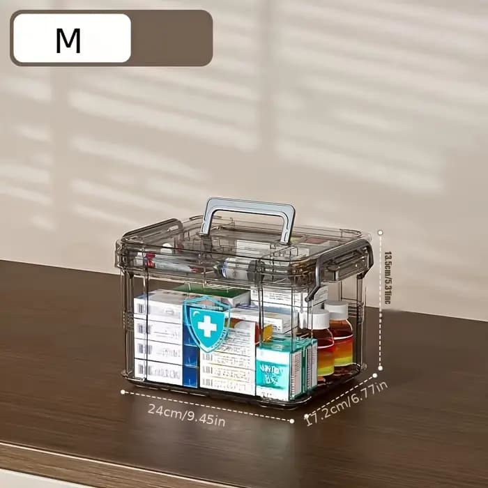 Boîte de rangement transparente pour organisateur de médicaments, avec plateau, boîte de premiers se