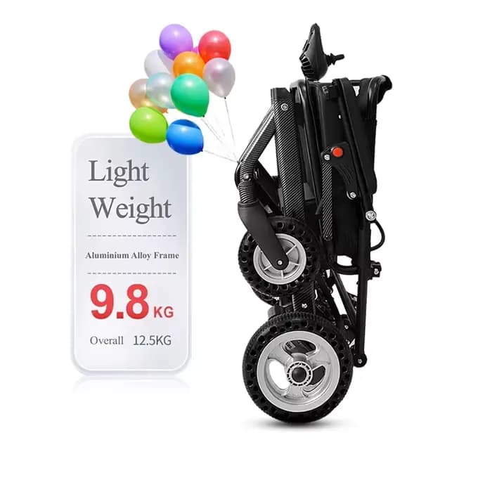 Fauteuil roulant électrique pliable léger en aluminium avec batterie au lithium pour personnes handi