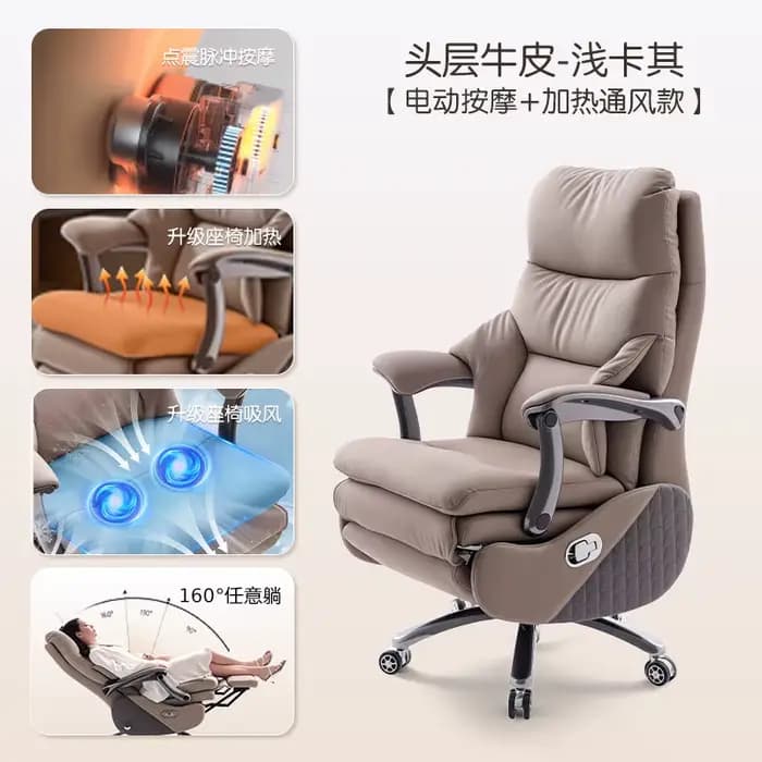 Fauteuil de bureau exécutif multifonctionnel en cuir motorisé de luxe avec repose-pieds rétractable