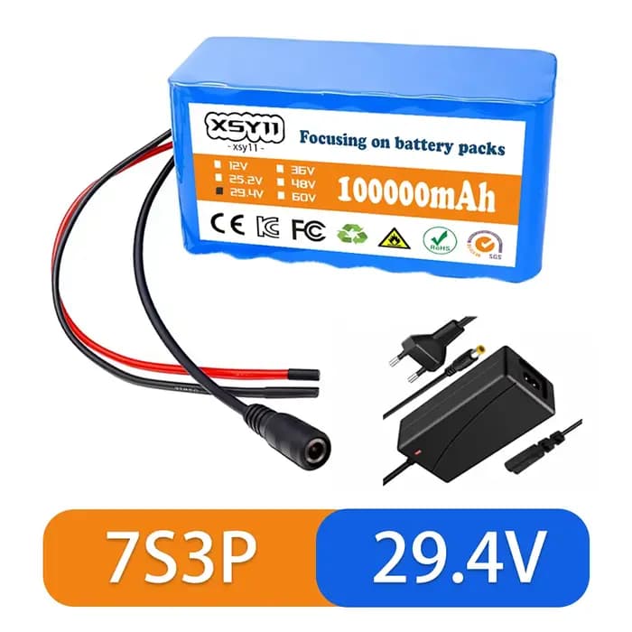 24V 7S3P 100000 Batterie Li-ion mAh 18650 29.4V pour fauteuil roulant, batterie au lithium 24v, char