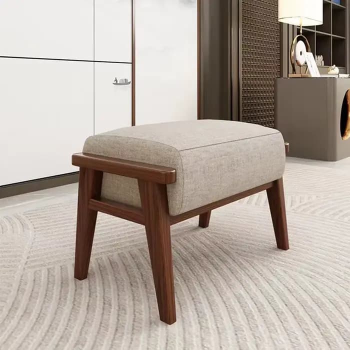 Pouf ottoman minimaliste moderne, repose-pieds en bois massif pour salon, banc à chaussures pour ent