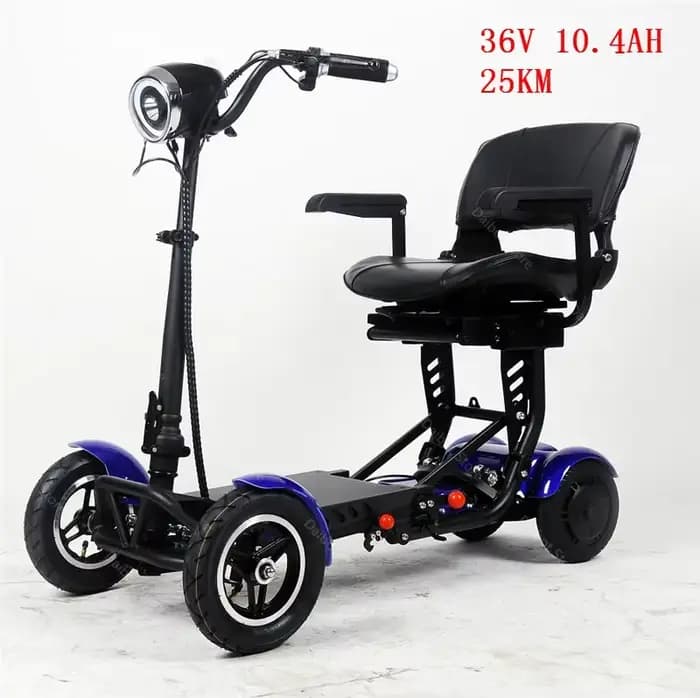 Scooter électrique pliable portatif de 10 pouces pour personnes âgées, 4 roues, double moteur 500W 3