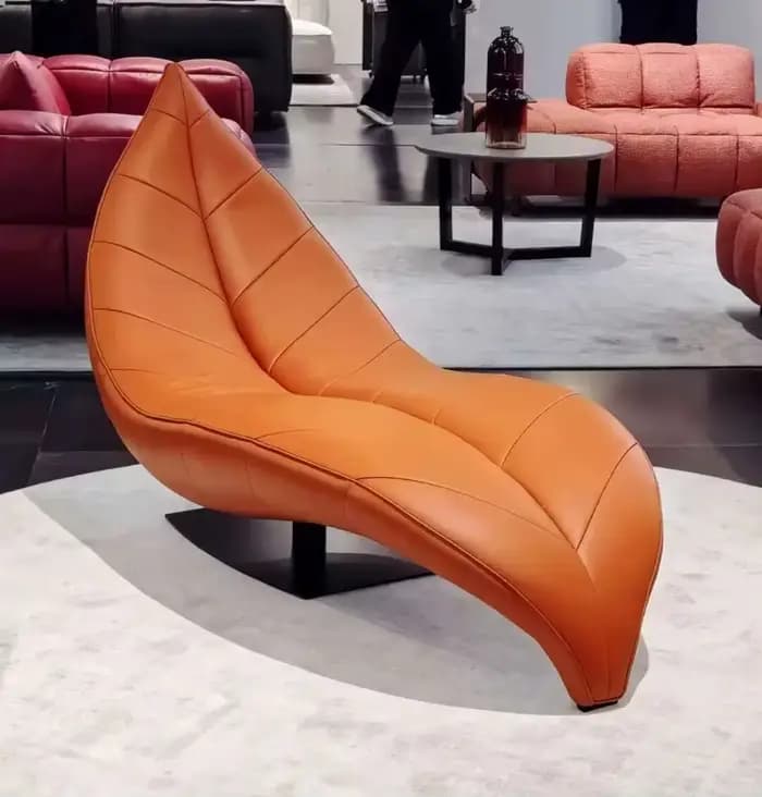 Fauteuil inclinable design en cuir pour salon, style nordique, mobilier moderne du milieu du siècle