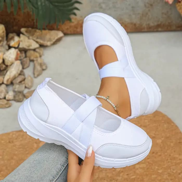 Chaussures décontractées élégantes à bout rond et semelle épaisse pour femme, nouvelle collection pr