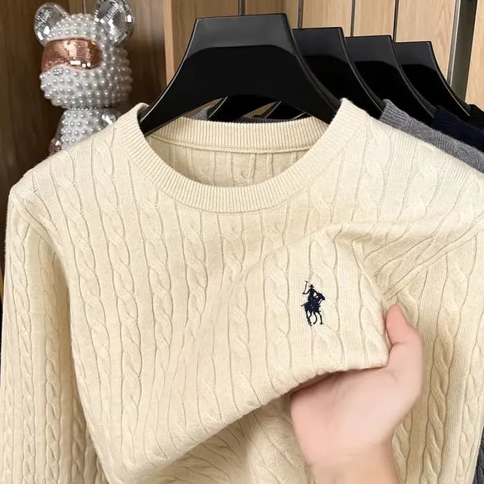Chaud haut de gamme luxe homme à manches longues tricots col rond pas de boulochage pas de décolorat