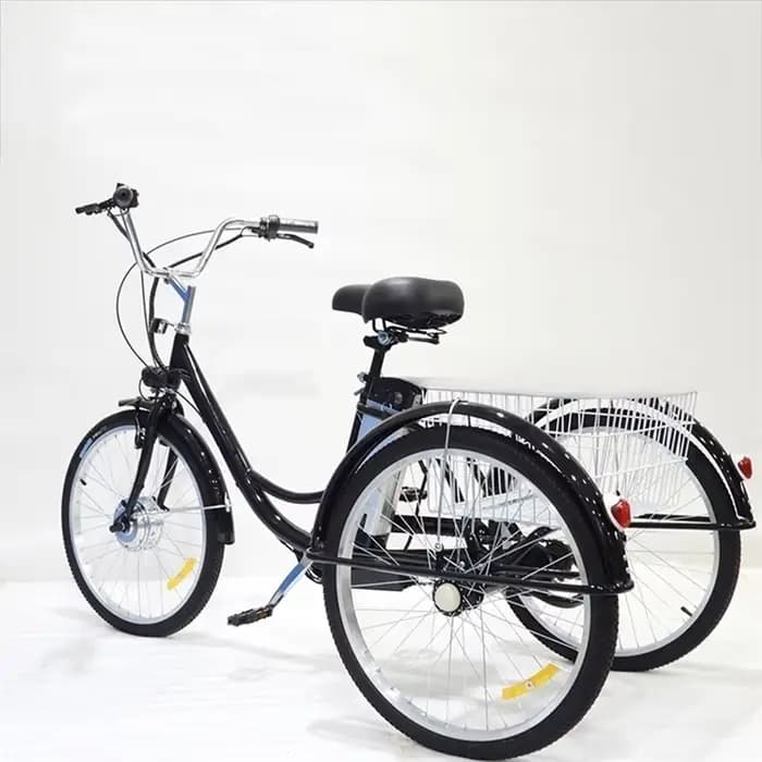 24 pouces 3 roues Tricycle électrique Cargo vélo adulte Senior avec panier arrière 350W famille vélo