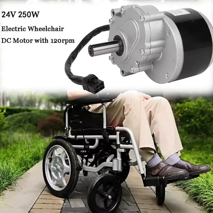 Moteur de fauteuil roulant électrique 250W 24V 75 tr/min 120 tr/min, moteur à engrenages pour fauteu