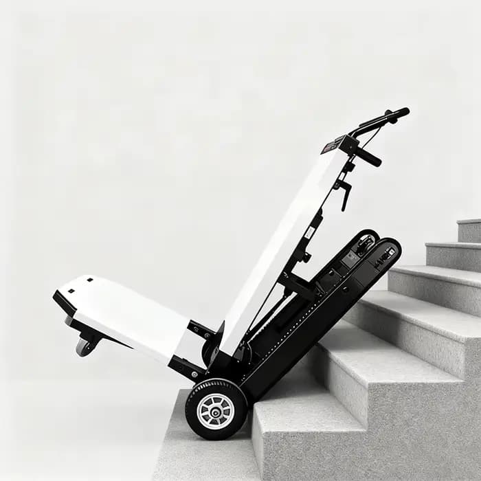 Chariot Électrique Pliant en Acier pour Escaliers, Capacité 200kg, Moteur 1200W, Plateforme à Quatre