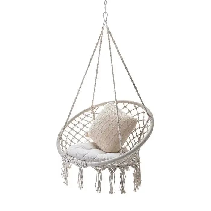 Chaise pivotante d'affrontement hamac, chaises pivotantes en ULde coton avec coussin et kits de quincaillerie, chaises de confrontation pour l'intérieur