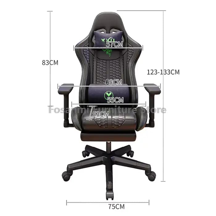 Chaise de jeu inclinable de course avec fonction à bascule, ergonomique et réglable, pour ordinateur de Gamer, de bureau, pivotante en cuir, pour PC
