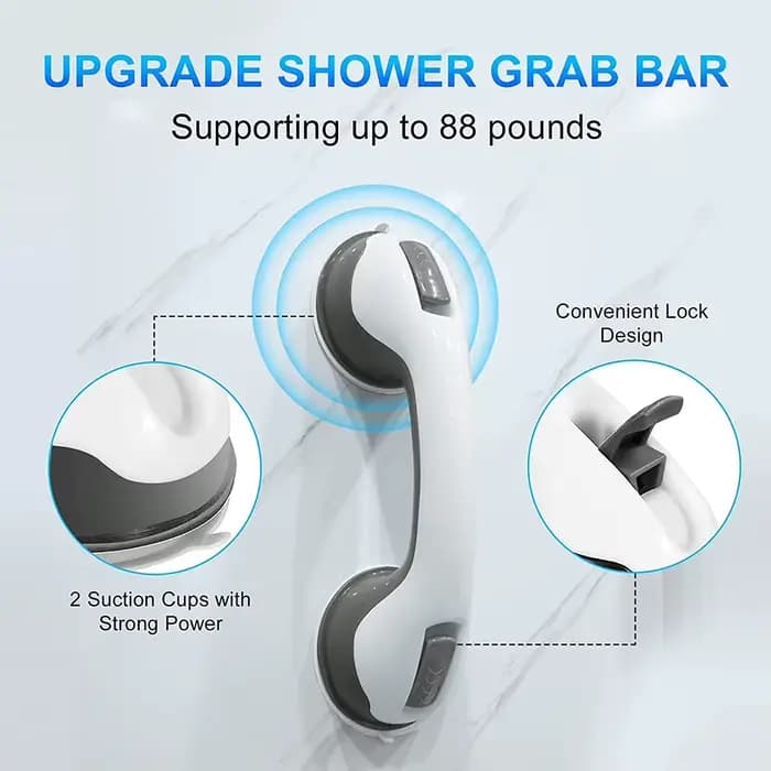 Barres d'appui pour douche (lot de 1 ou 2) – Main courante de sécurité pour salle de bain et toilettes