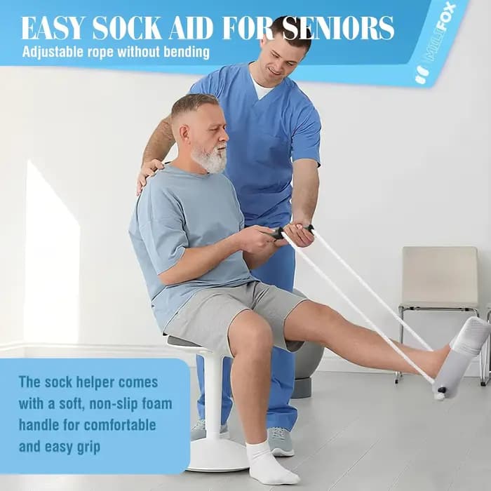 Aide à chaussettes pour personnes âgées avec poignées en mousse faciles à saisir