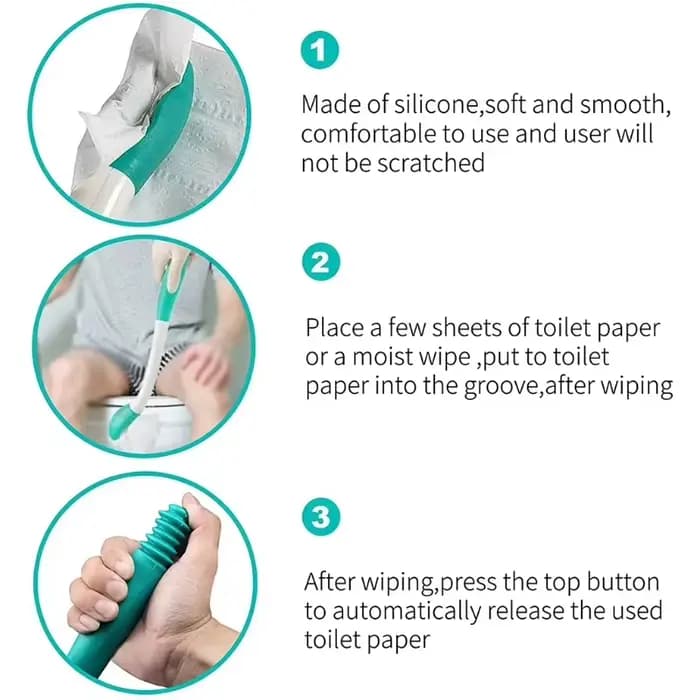 Untior nouvel outil d'aide aux toilettes baguette fesses inférieures sûre facile longue portée nettoyage hygiénique réduit la fatigue-essentiel de sécurité de la salle de bain