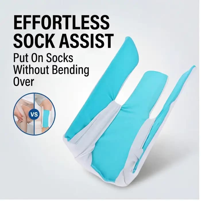 Dispositif d'aide à la mise de chaussettes sans se pencher pour les personnes âgées