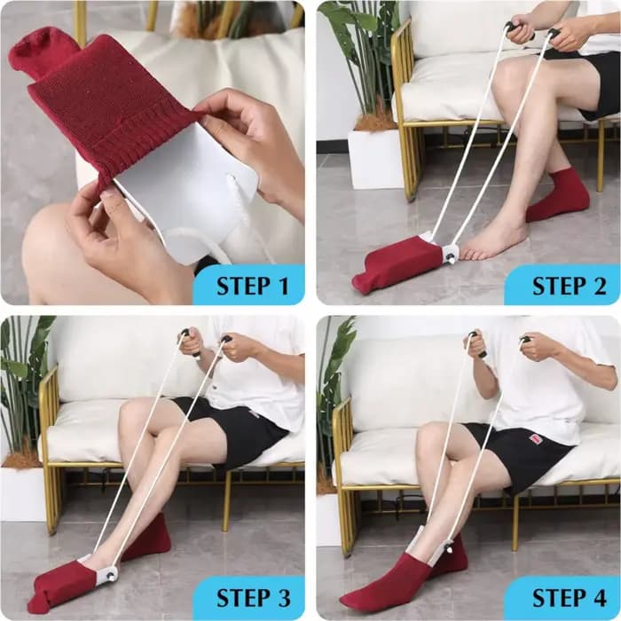 Aide à chaussettes pour personnes âgées avec poignées en mousse faciles à saisir