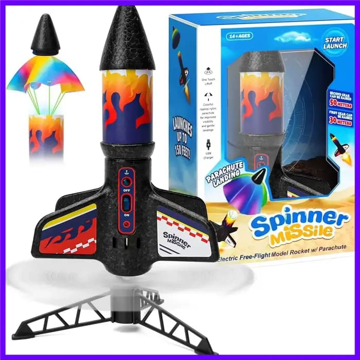 Jouet lanceur de fusée pour enfants, avec Parachute, lancement automatique, jouets de fusée spatiale motorisés, jeu de lancement en plein air pour garçons et enfants