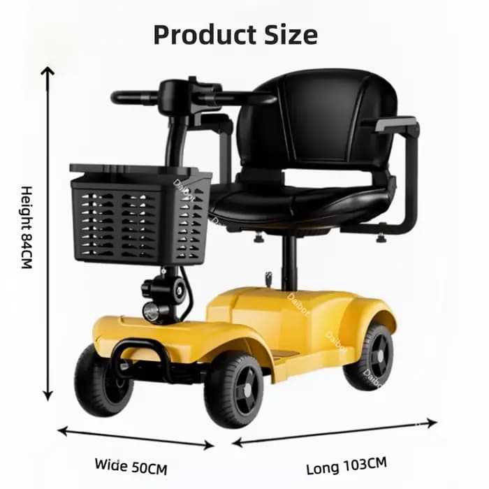 Aucune Installation requise Scooter électrique pliant à 4 roues pour personnes âgées avec siège d'accoudoir ajusté petit