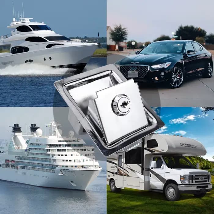 Blanc - Serrure de porte RV en acier inoxydable, serrure de remorque, adaptée pour : RV, camping-car, camping-car, remorque de voyage, etc.
