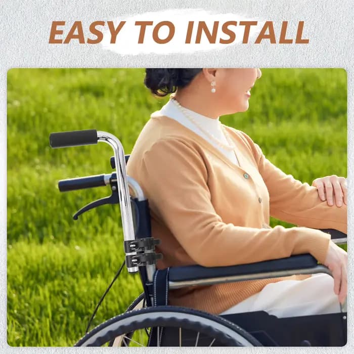Extension de poignée ergonomique réglable en acier inoxydable pour fauteuils roulants manuels – Idéale pour les voyages
