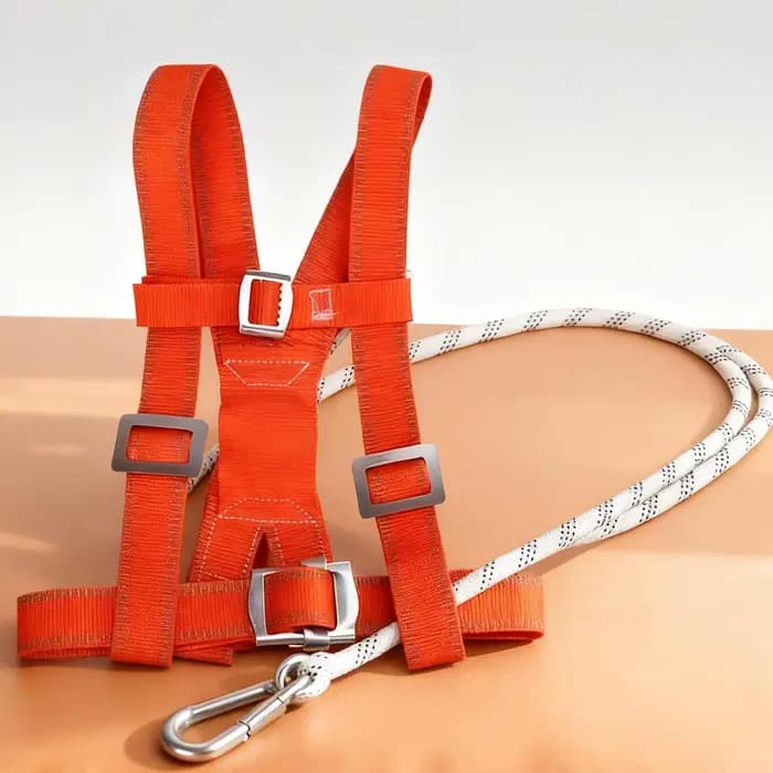 Kit de protection antichute avec harnais de sécurité et longe amortissante pour travaux de toiture