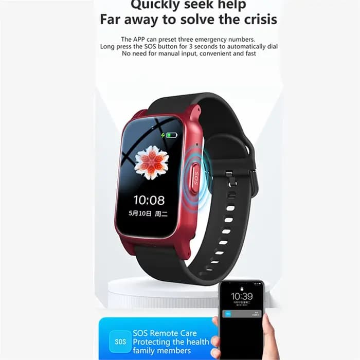 Punctuel- montre intelligente pour personnes âgées 4G avec GPS